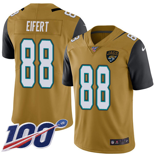 Jacksonville Jaguars 88 Tyler Eifert Gold Youth Stitched NFL Limited Rush 100th Season Jersey